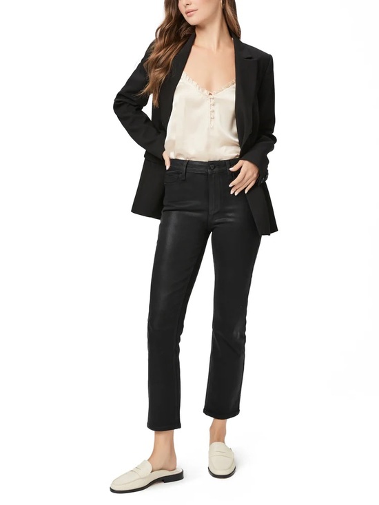 PAIGE Denim - PAIGE Cindy Coated Black Straight-Leg Jeans, size 25